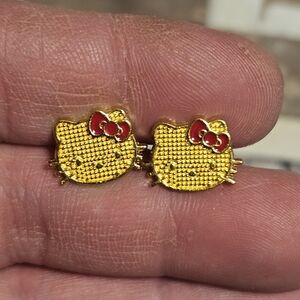Gold Tone Hello Kitty Earring Studs